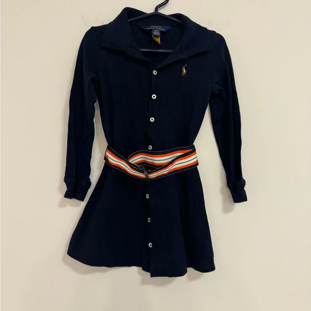 Ralph Lauren Navy Kids Dress with Belt - Picture 3 of 4